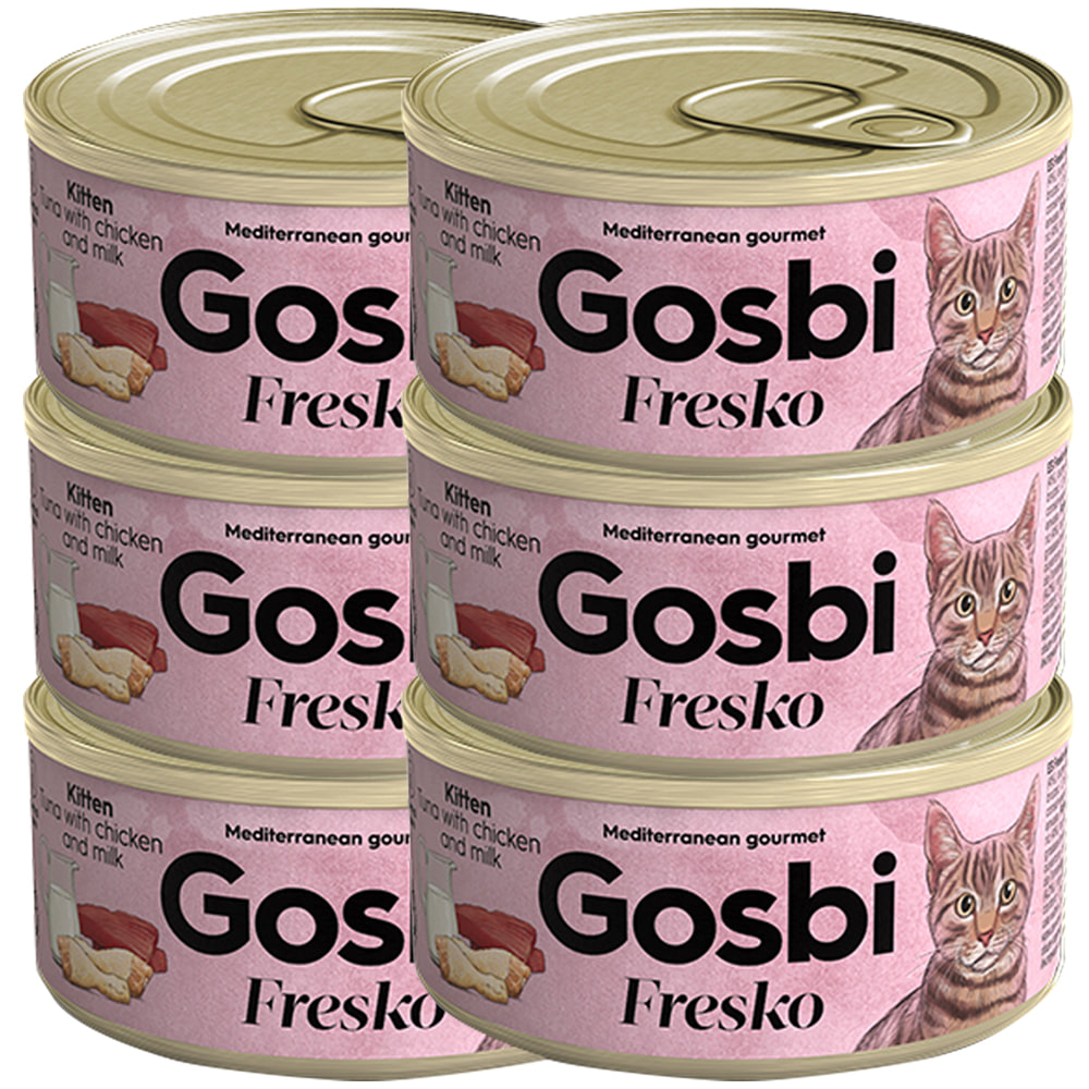 고스비 CAT 캔 프레스코 (키튼) 치킨+우유 (분홍) 70g X 6개